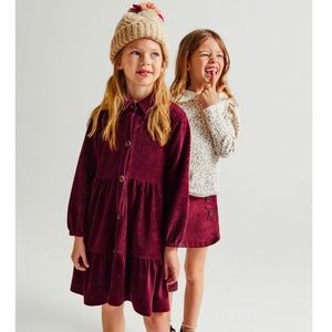 Zara girls burgundy corduroy dress